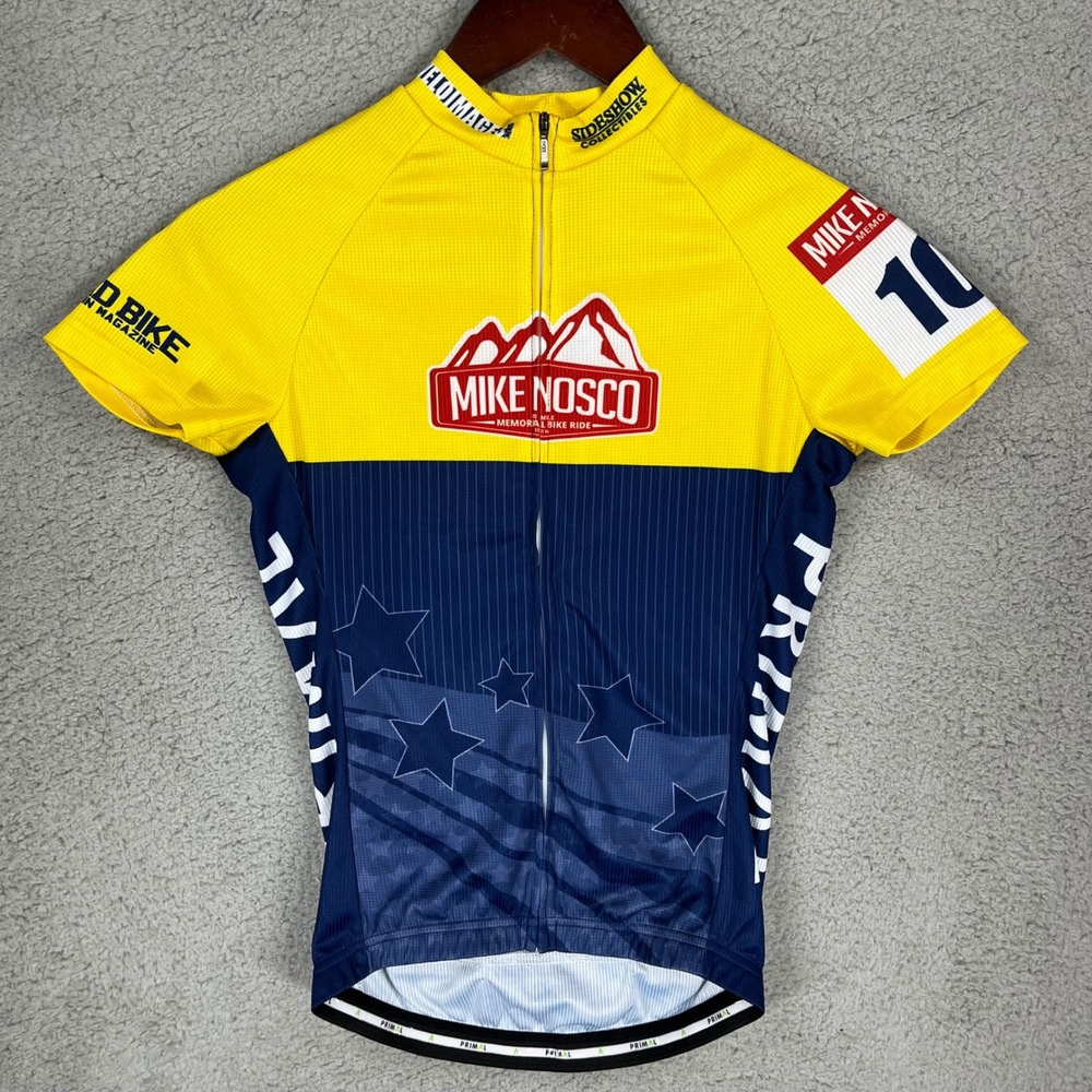 Primal Mike Nosco Memorial Bike Ride Cycling Jersey Womens XL Yellow Navy Blue
